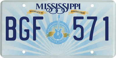MS license plate BGF571