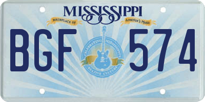 MS license plate BGF574