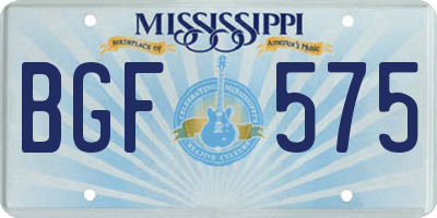 MS license plate BGF575