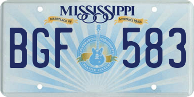MS license plate BGF583