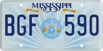 MS license plate BGF590