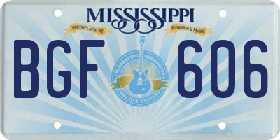 MS license plate BGF606