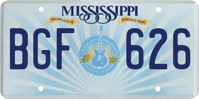 MS license plate BGF626
