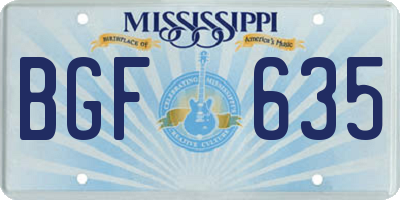 MS license plate BGF635