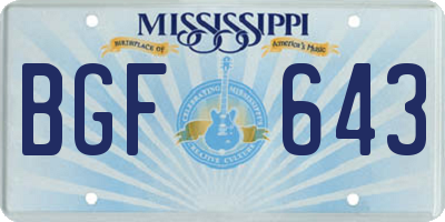MS license plate BGF643