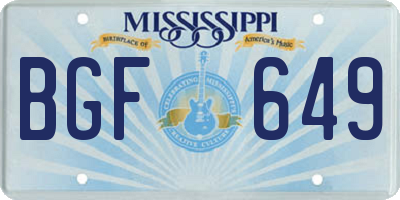 MS license plate BGF649