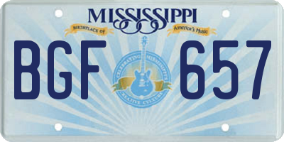 MS license plate BGF657