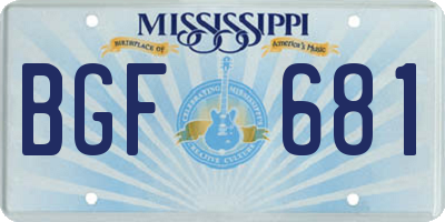MS license plate BGF681