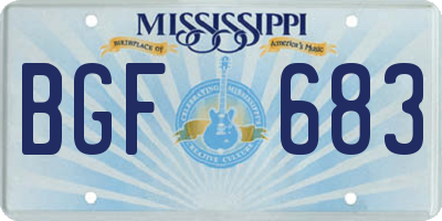 MS license plate BGF683