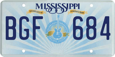 MS license plate BGF684
