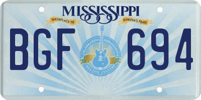MS license plate BGF694