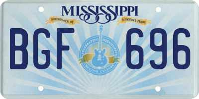 MS license plate BGF696