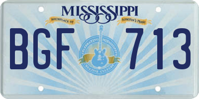 MS license plate BGF713