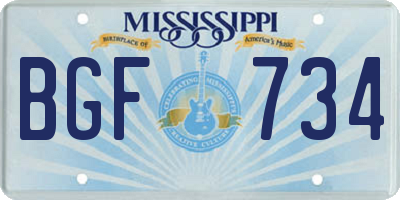 MS license plate BGF734