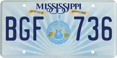 MS license plate BGF736