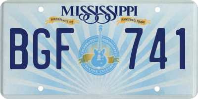 MS license plate BGF741