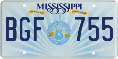 MS license plate BGF755