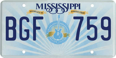 MS license plate BGF759