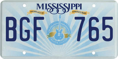 MS license plate BGF765
