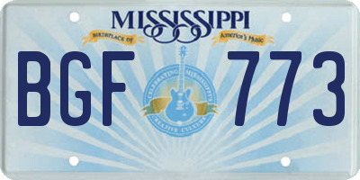 MS license plate BGF773