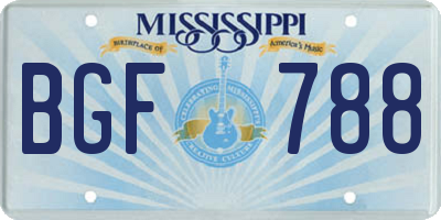 MS license plate BGF788