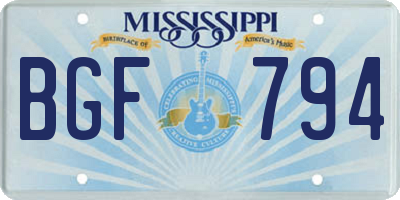 MS license plate BGF794