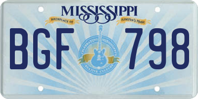 MS license plate BGF798