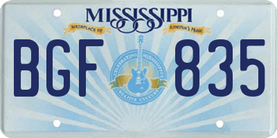 MS license plate BGF835