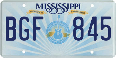 MS license plate BGF845