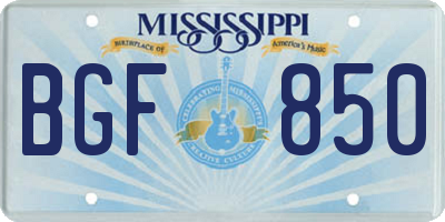 MS license plate BGF850