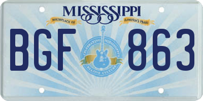 MS license plate BGF863