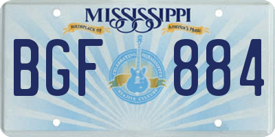MS license plate BGF884