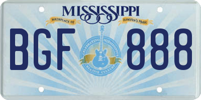MS license plate BGF888