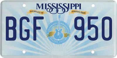 MS license plate BGF950