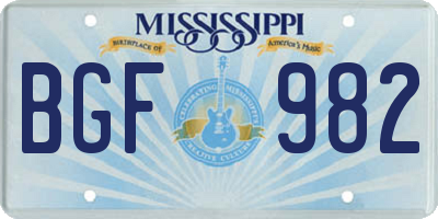 MS license plate BGF982