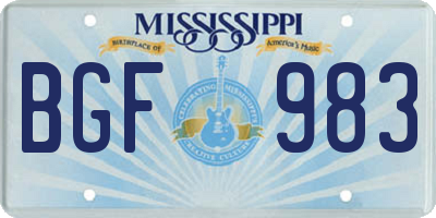MS license plate BGF983