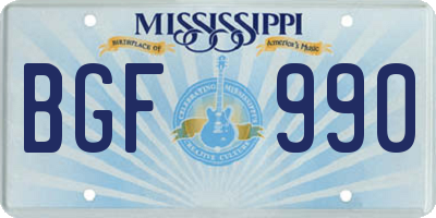MS license plate BGF990