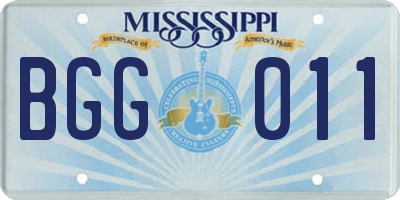 MS license plate BGG011