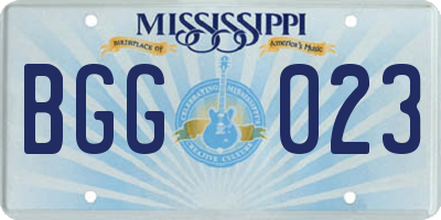 MS license plate BGG023