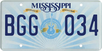 MS license plate BGG034