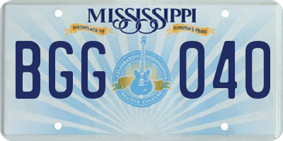 MS license plate BGG040