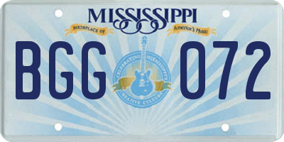 MS license plate BGG072