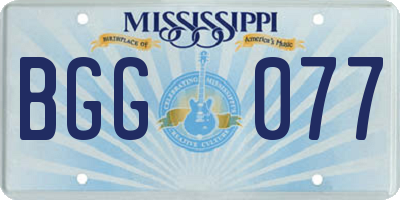 MS license plate BGG077