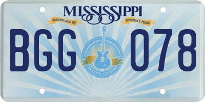 MS license plate BGG078