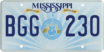 MS license plate BGG230