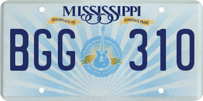 MS license plate BGG310