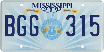 MS license plate BGG315