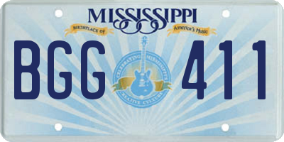 MS license plate BGG411