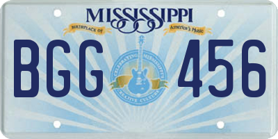 MS license plate BGG456