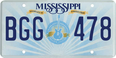 MS license plate BGG478